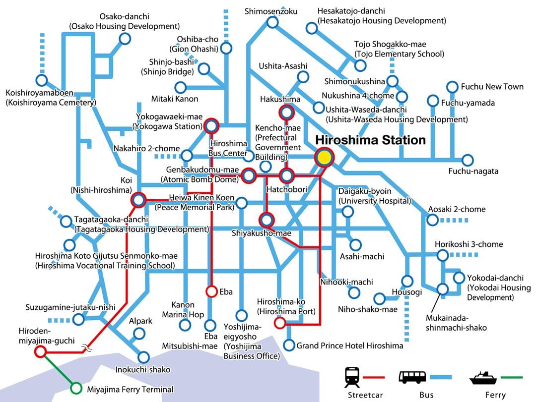 Mapa hirošima dopravy