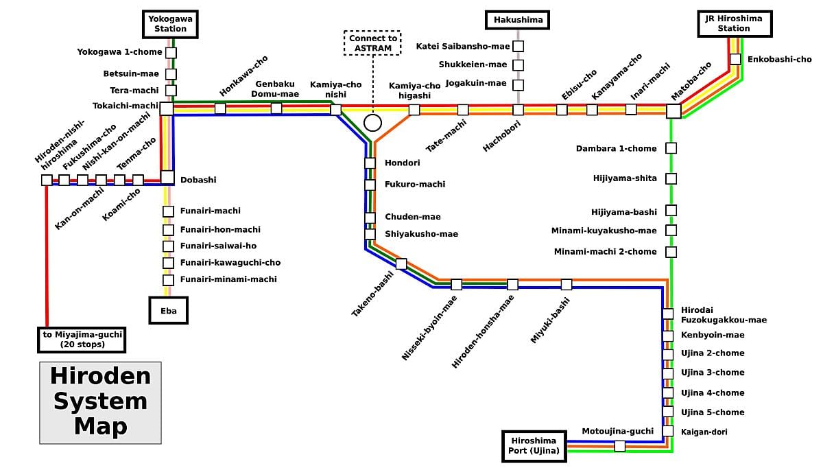 Mapa hirošima vlak