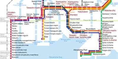 Mapa hirošima tramvají